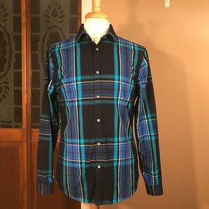 Express Fitted Plaid Button-Up Shirt